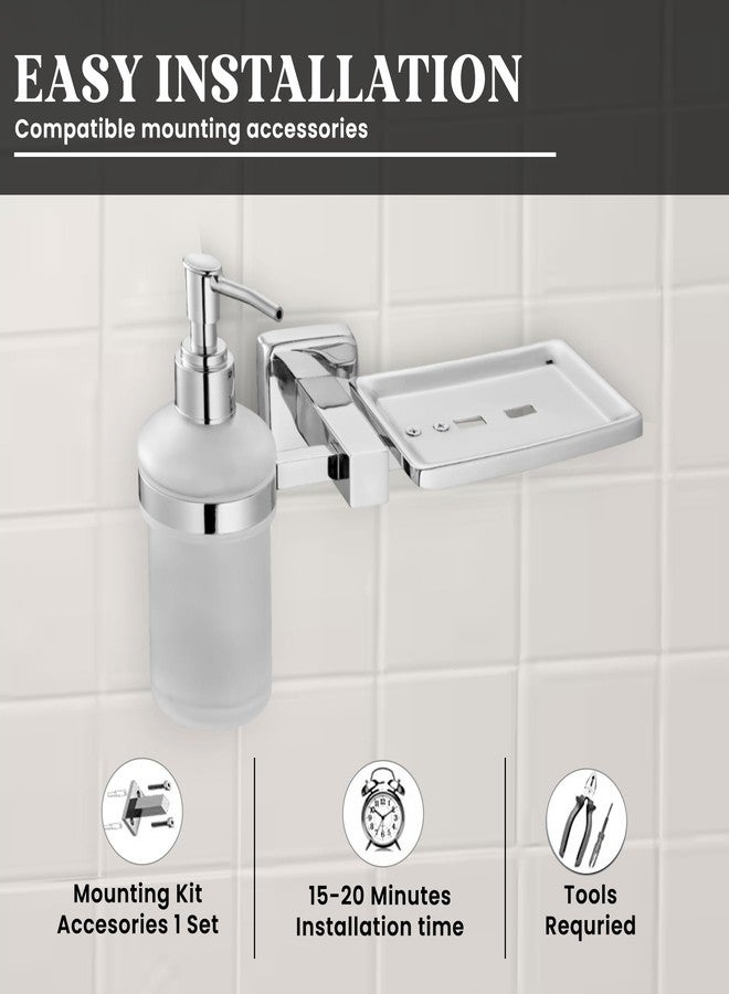 TENET Wall Mounted Soap Dish with Liquid Soap Dispenser | Stainless Steel Soap Tray with Pump Bottle Holder | 2 in 1 Bathroom Accessories Set (Chrome) | 1 Year Warranty - Image 5